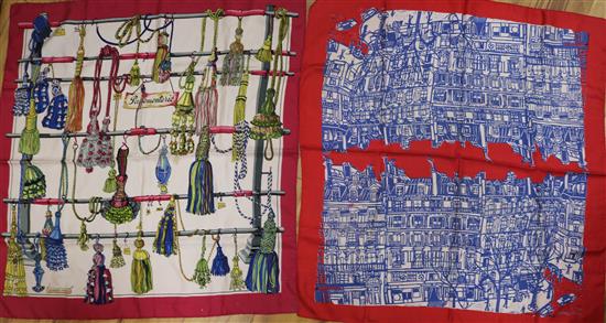 Two Hermes of Paris silk scarves